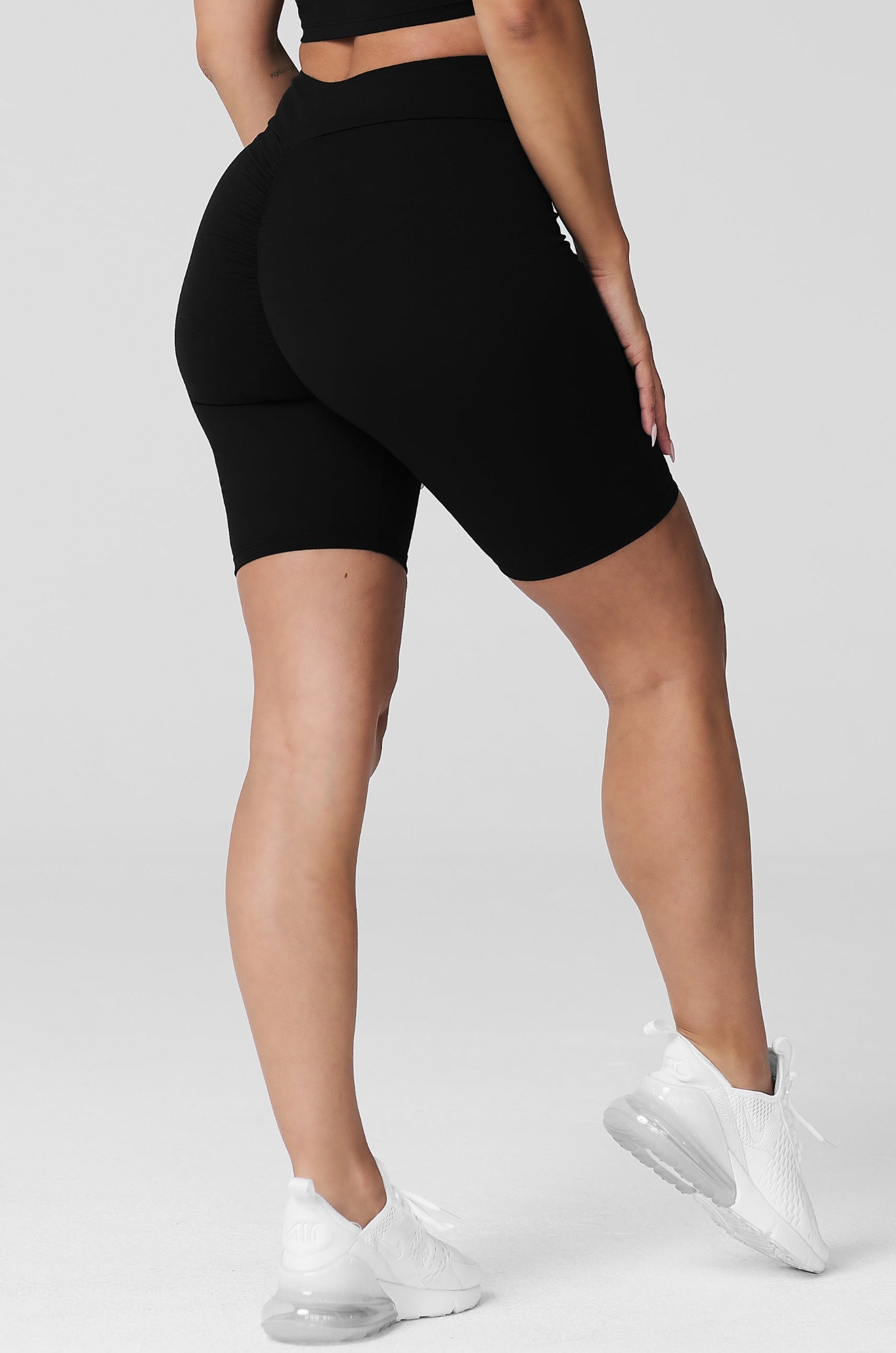 Black V-Cut Scrunch Biker Short