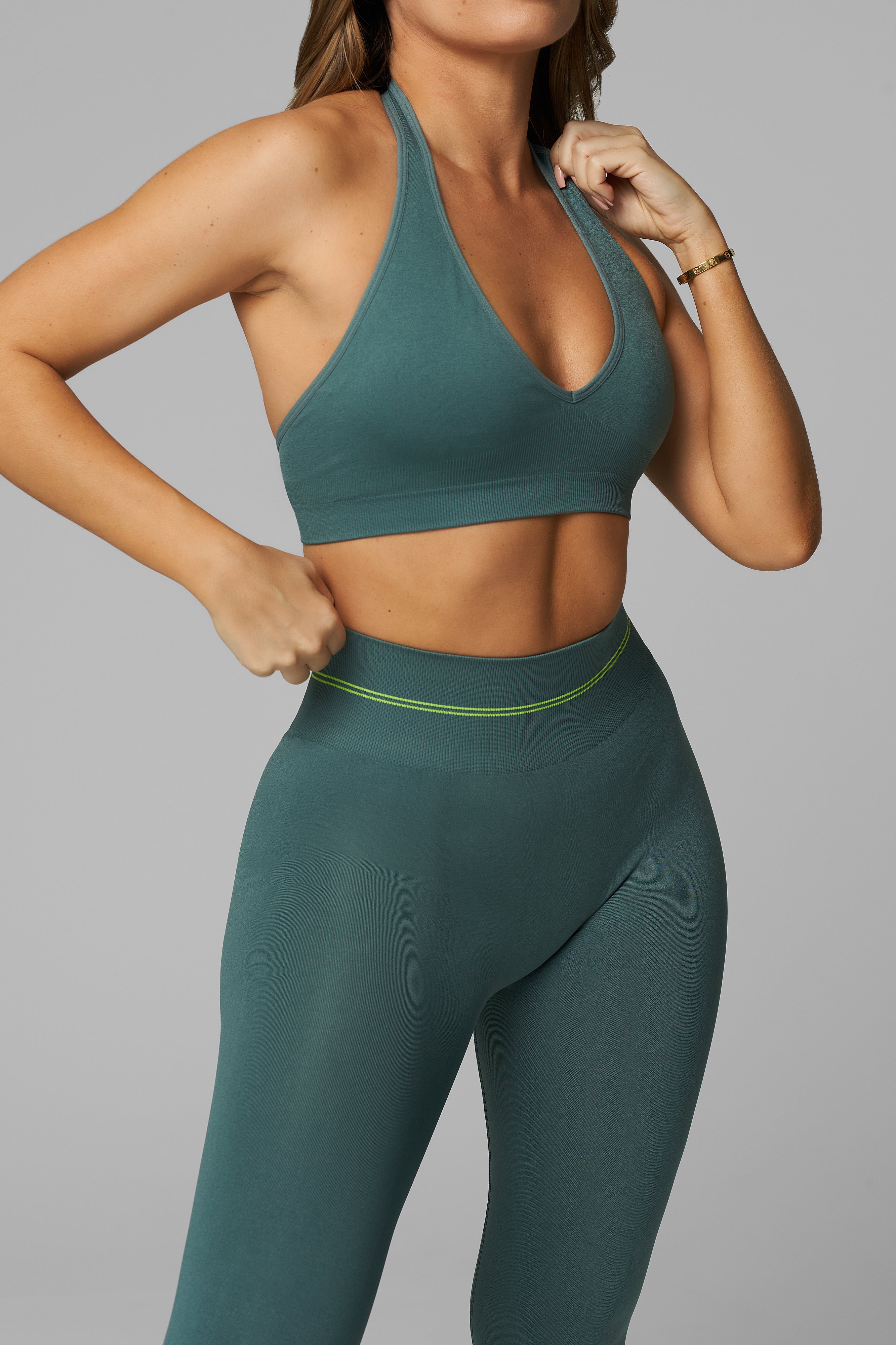Pine True Form Seamless Halter Bra