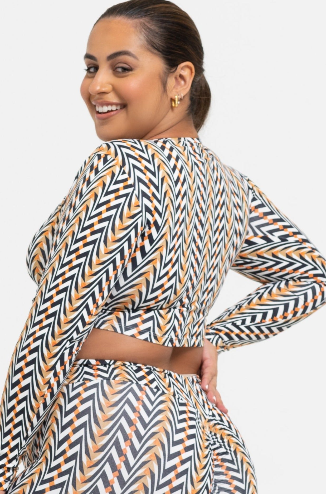 Tribal Long Sleeve Crop Top