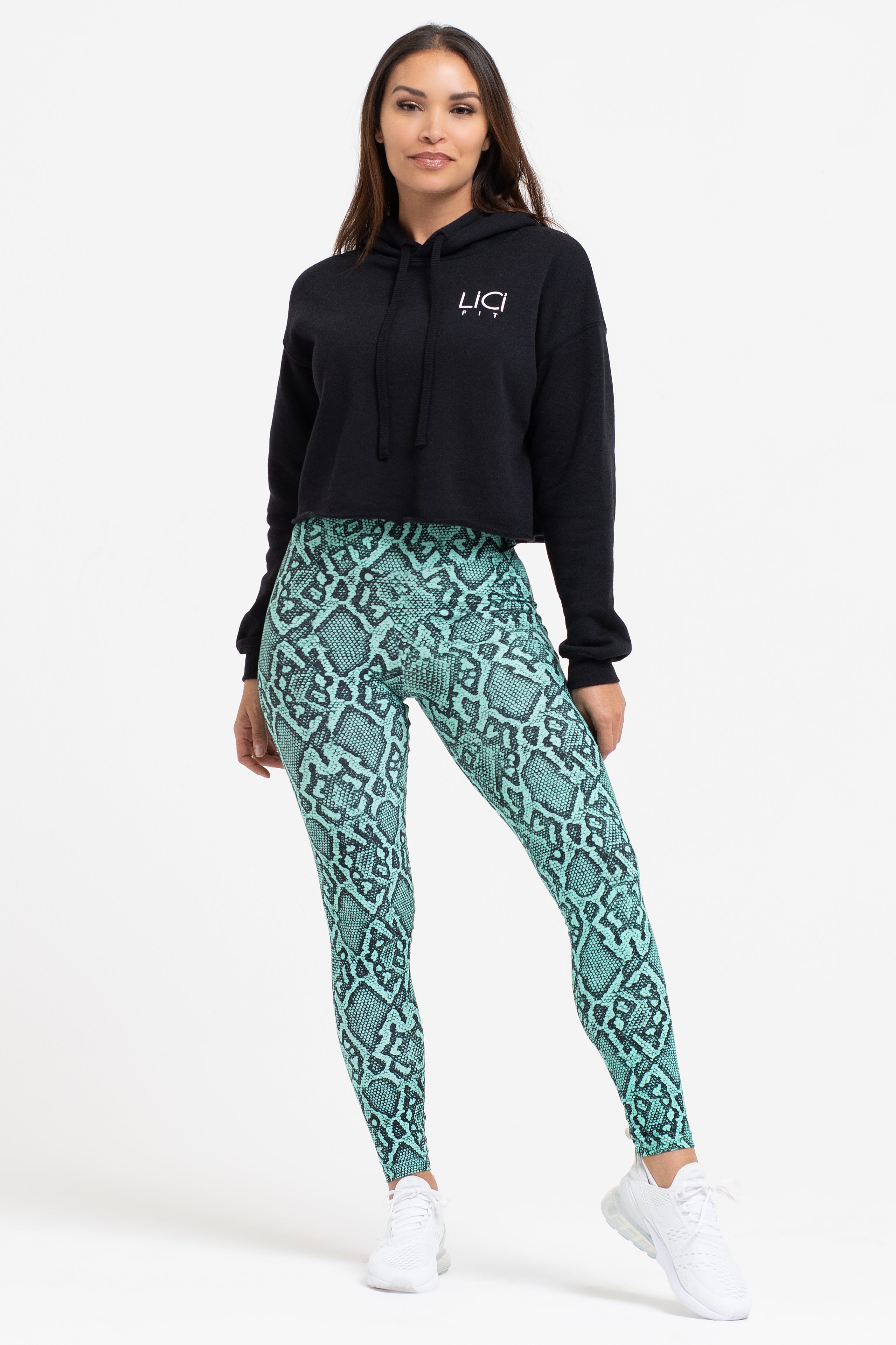 Black LiCi Cropped Fleece Hoodie