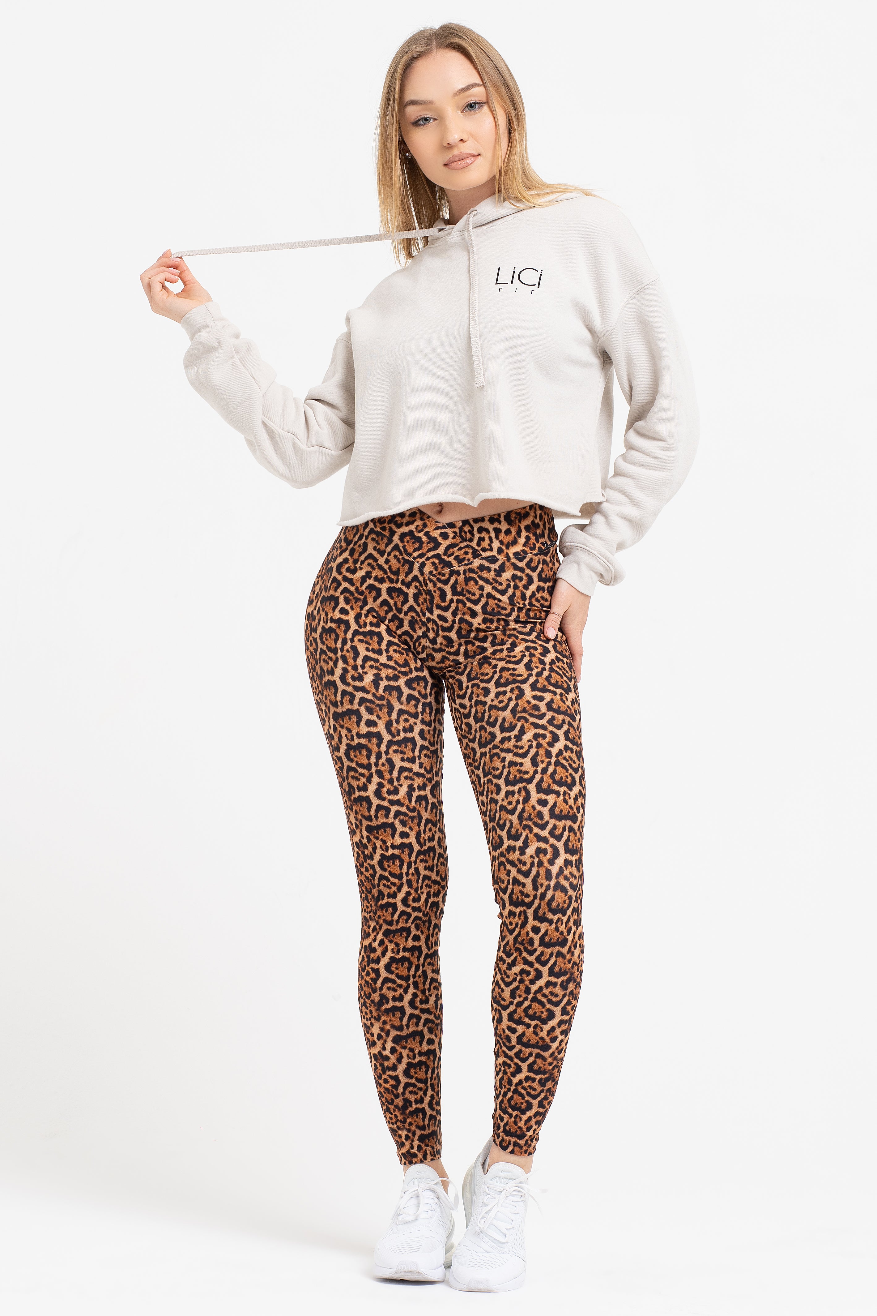 Tan LiCi Cropped Fleece Hoodie