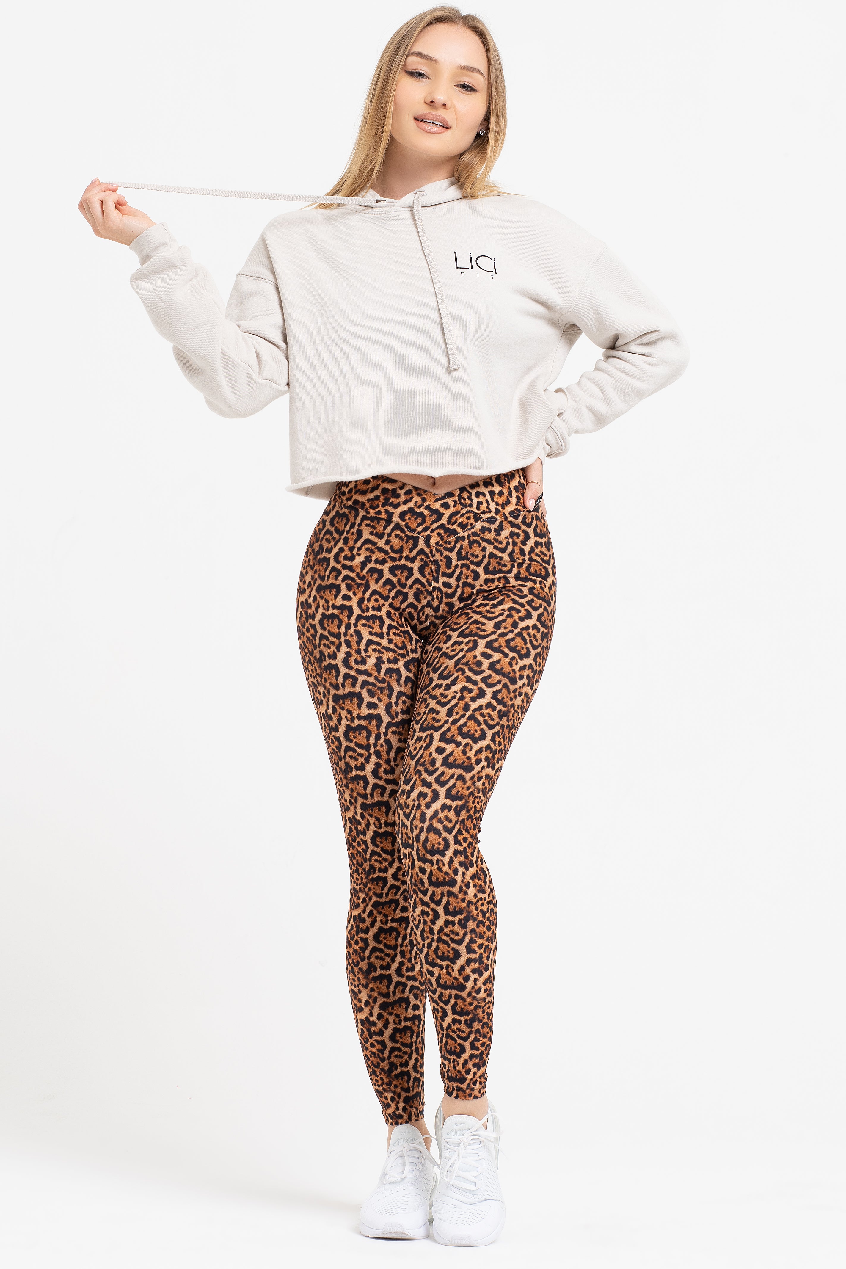 Tan LiCi Cropped Fleece Hoodie
