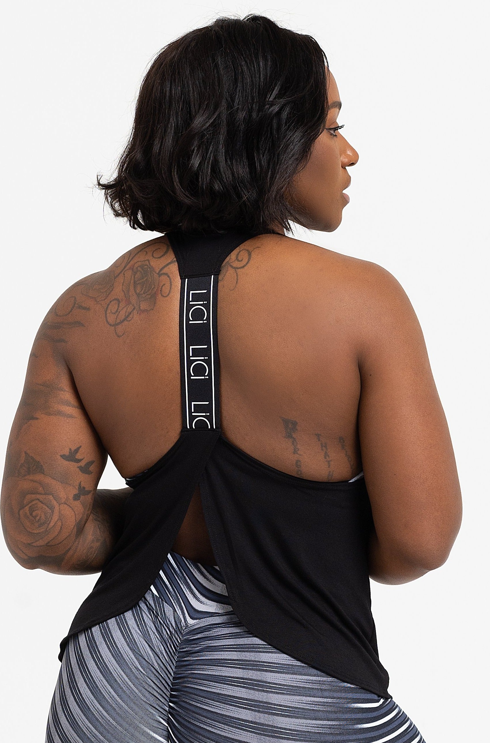 Black Petal Back Tank Top