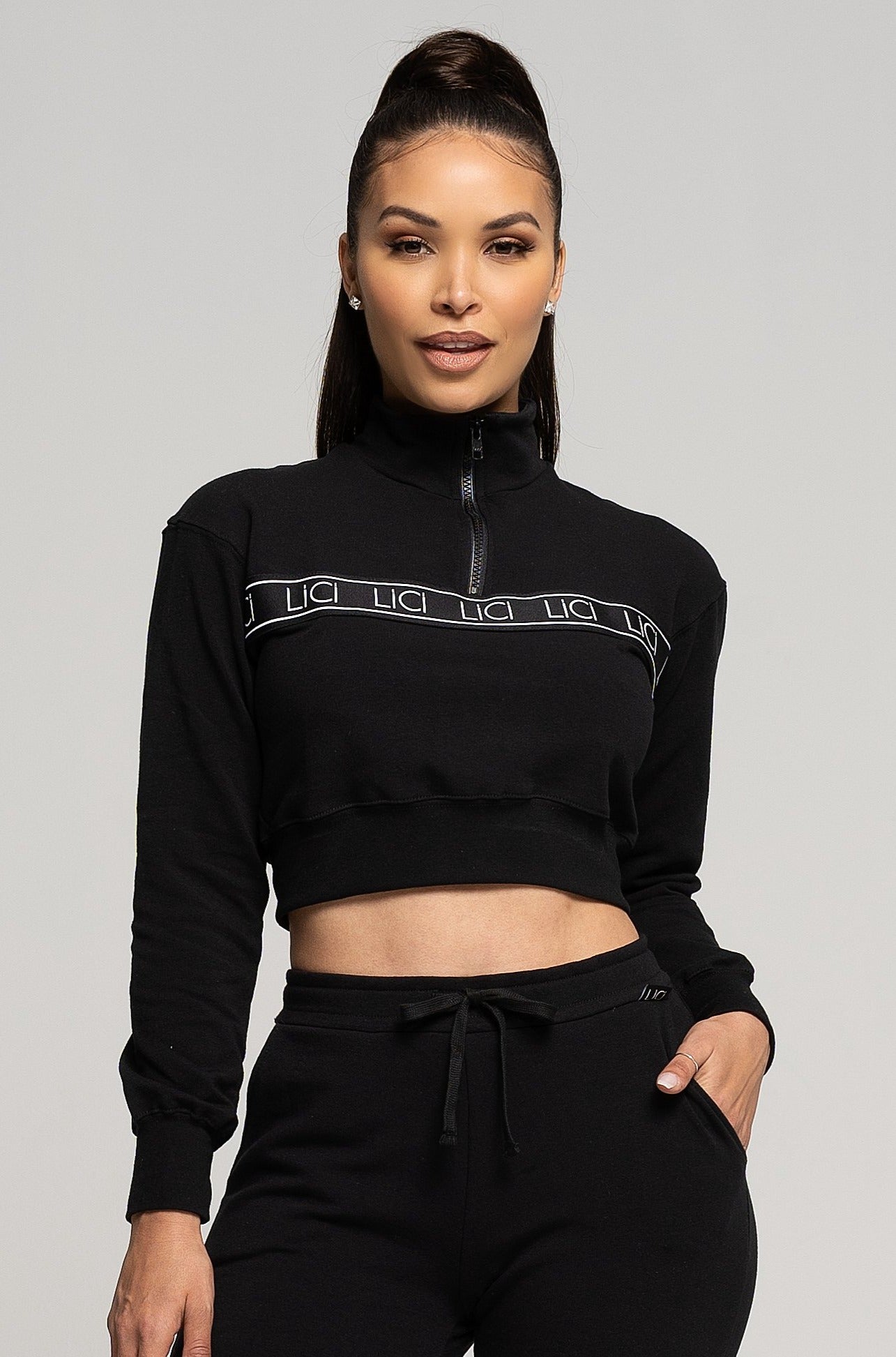 Black Fleece QuarterZip Sweatshirt