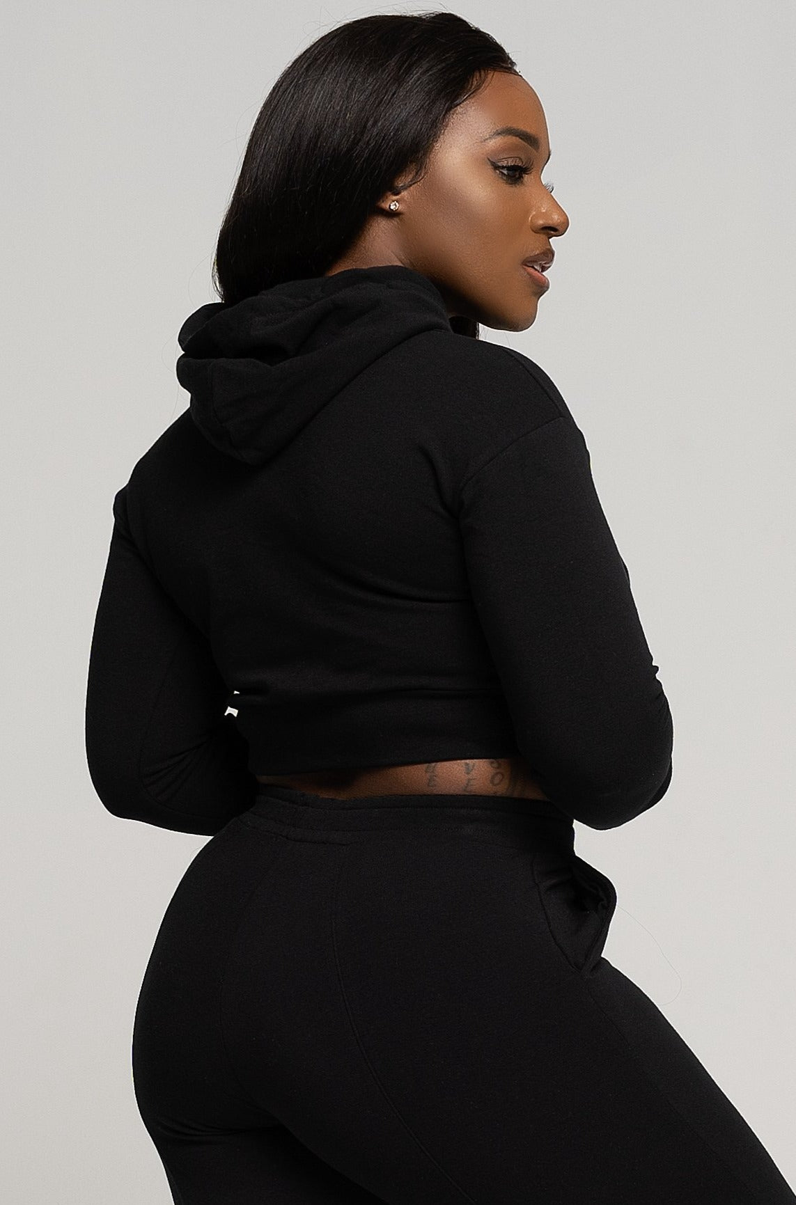 LiCi Fit Black Fitted Crop Hoodie