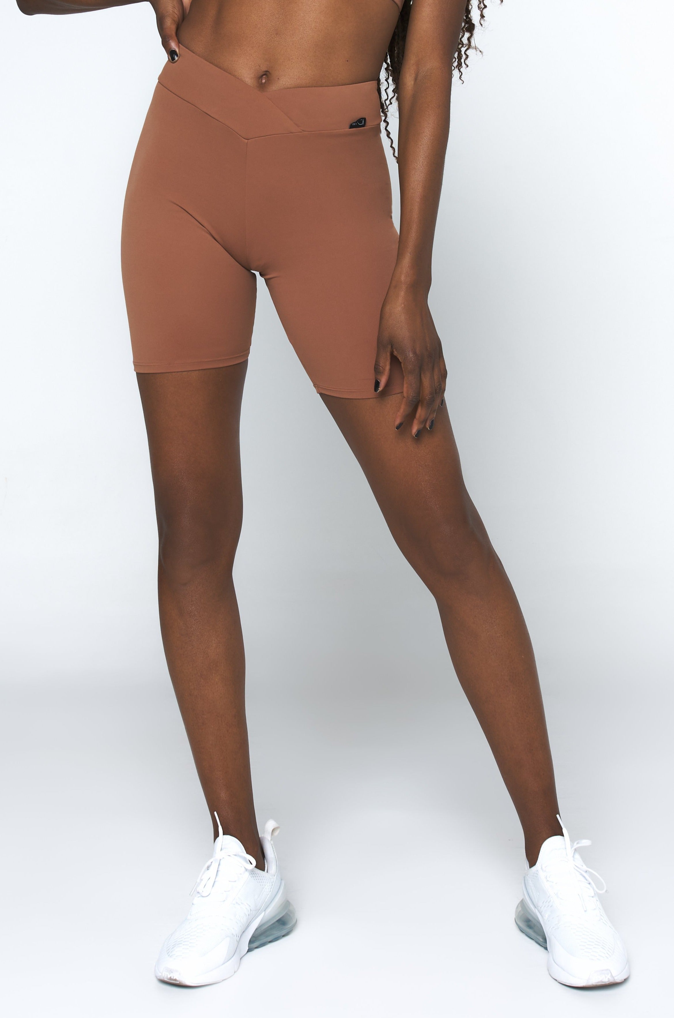 Mocha V-Cut Scrunch Biker Short