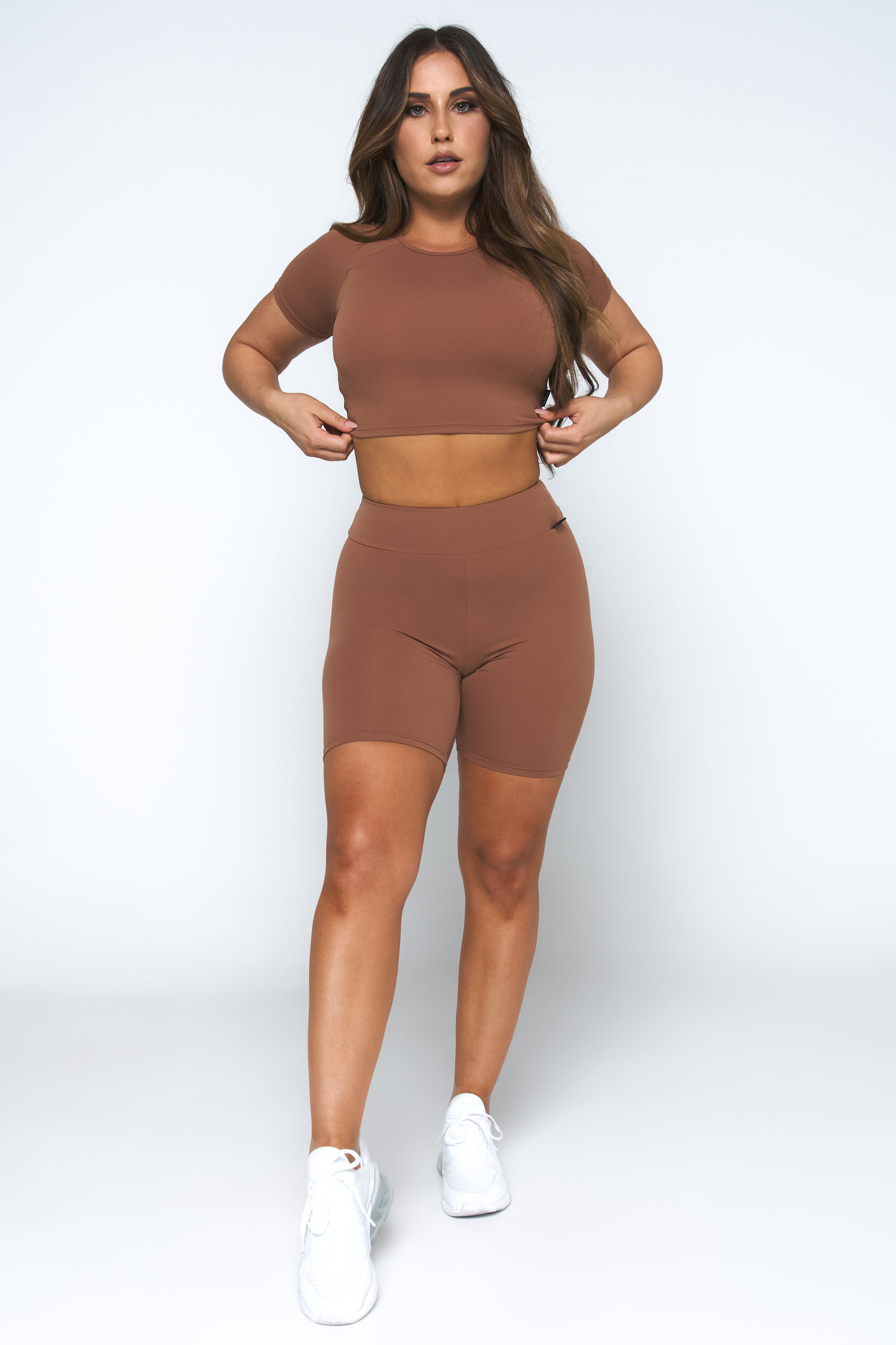 Mocha High Waist Scrunch Biker Short