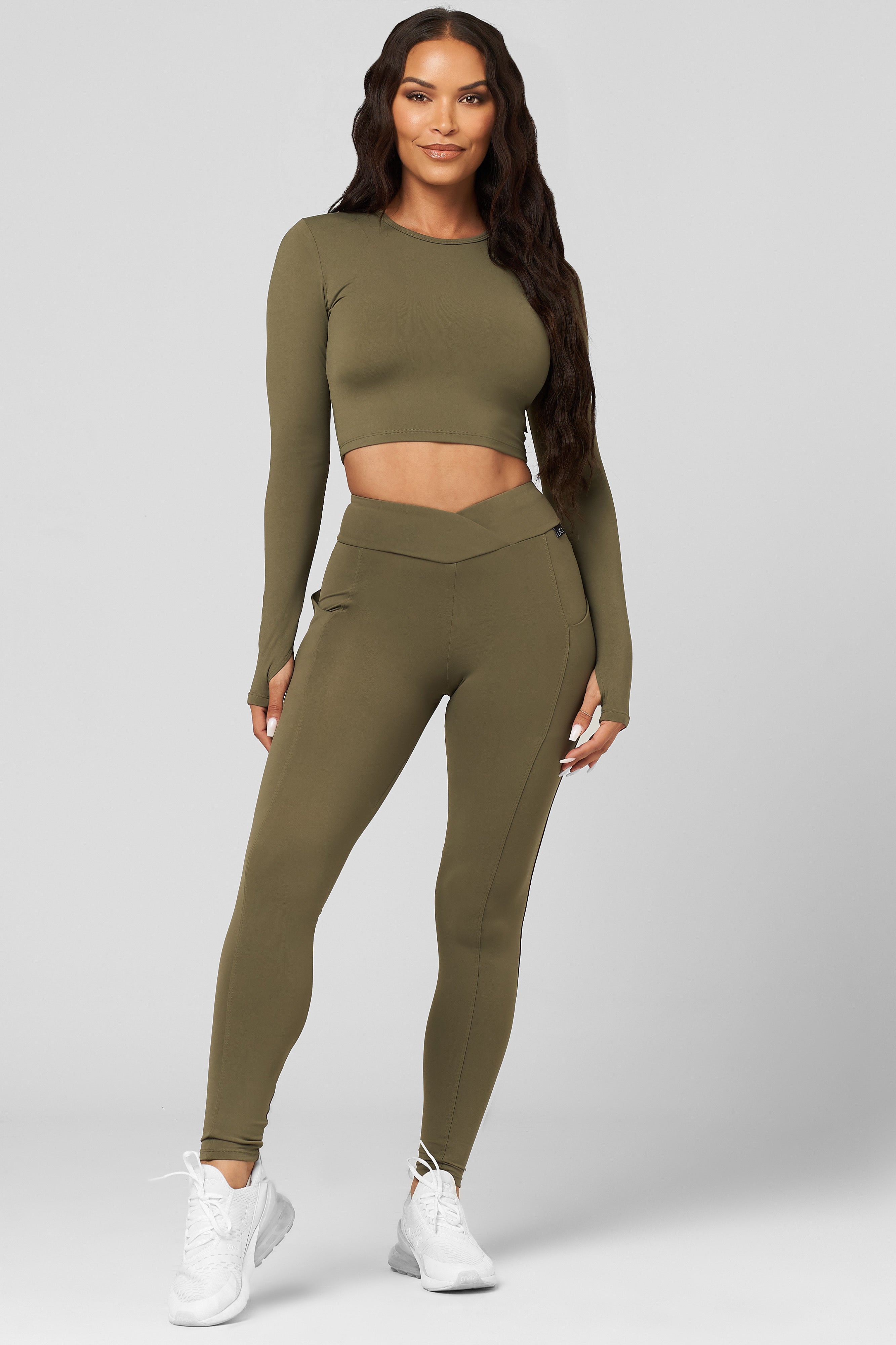 Sage Long Sleeve Crop Top