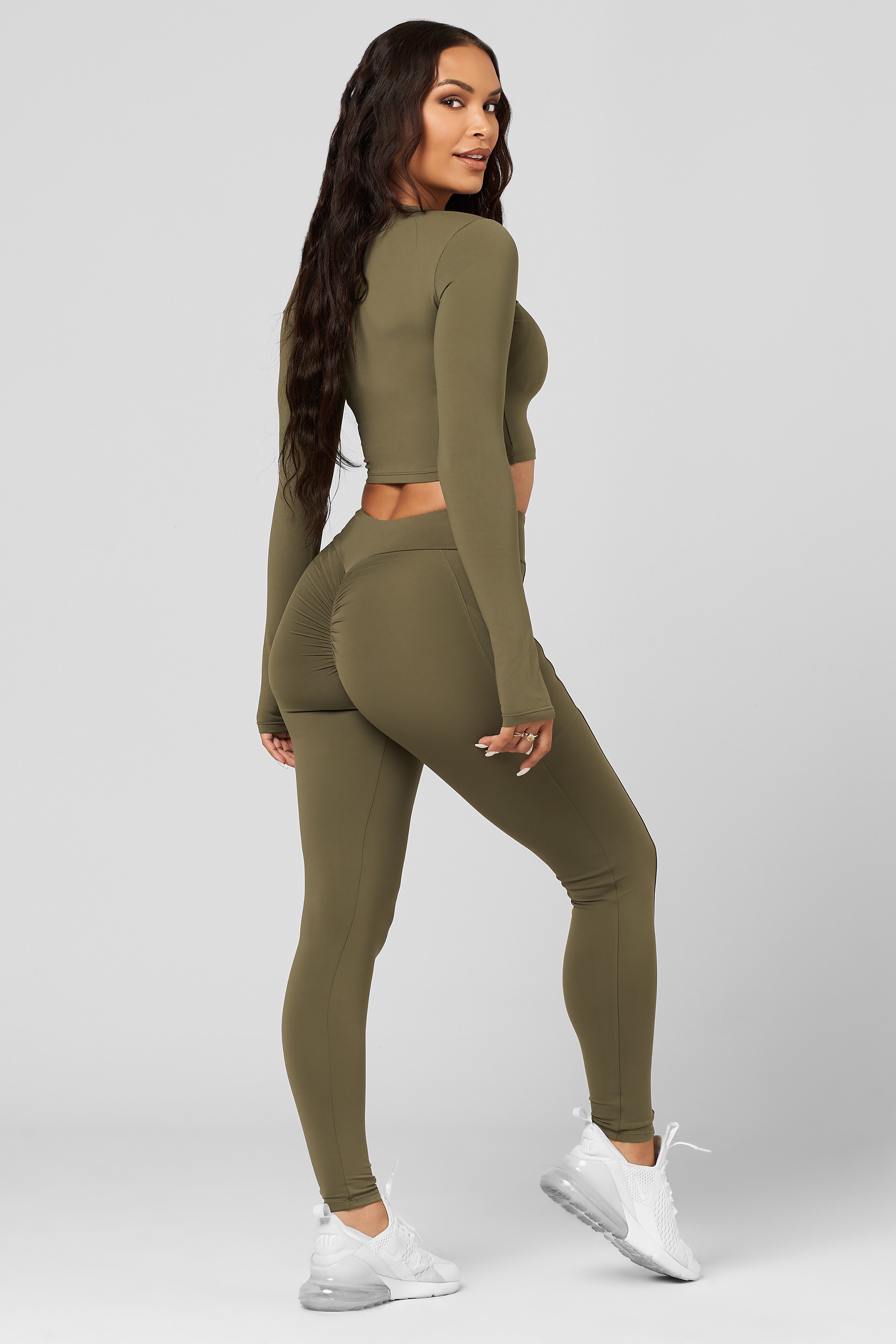 Sage Long Sleeve Crop Top