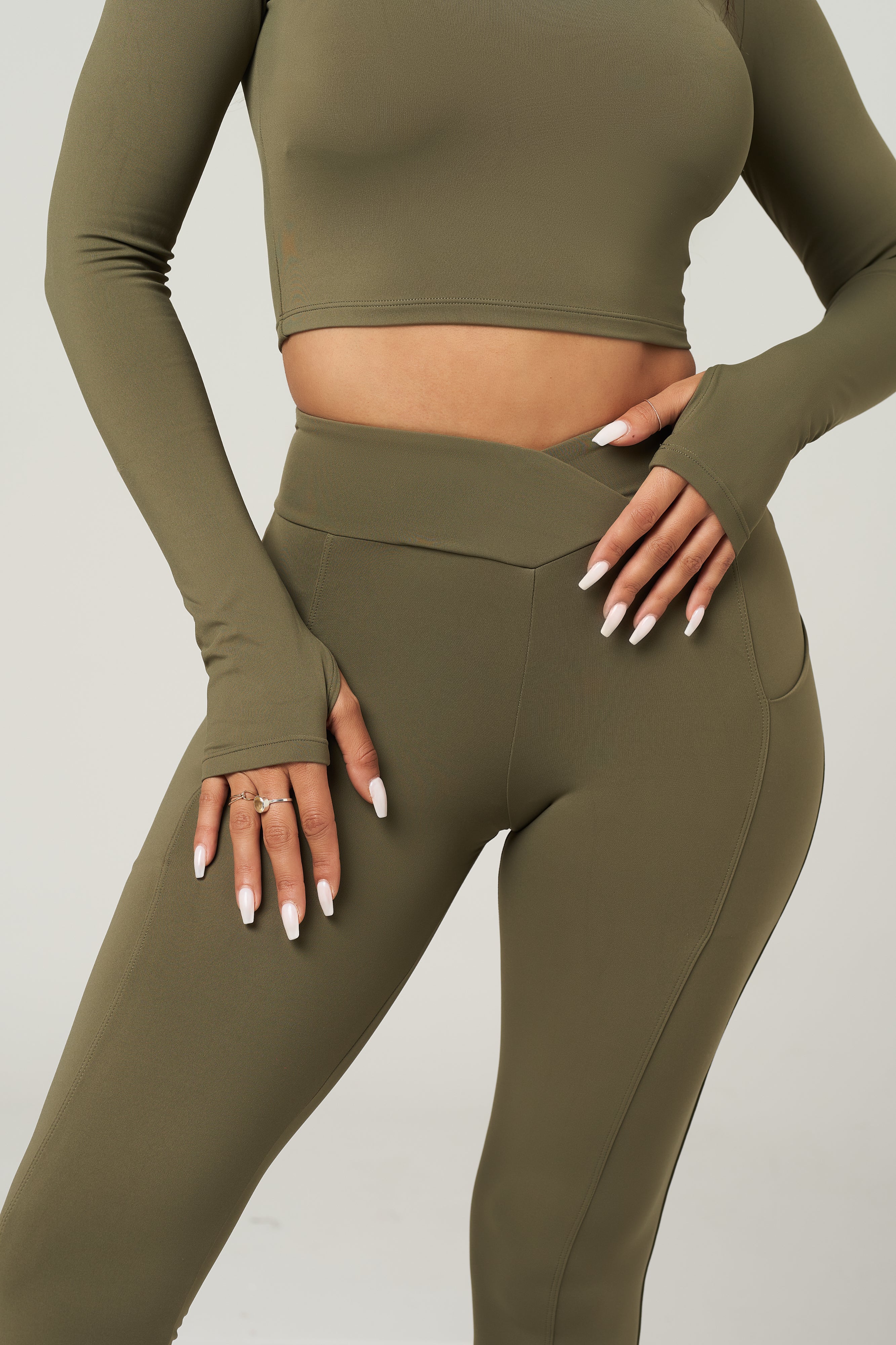 Sage Long Sleeve Crop Top