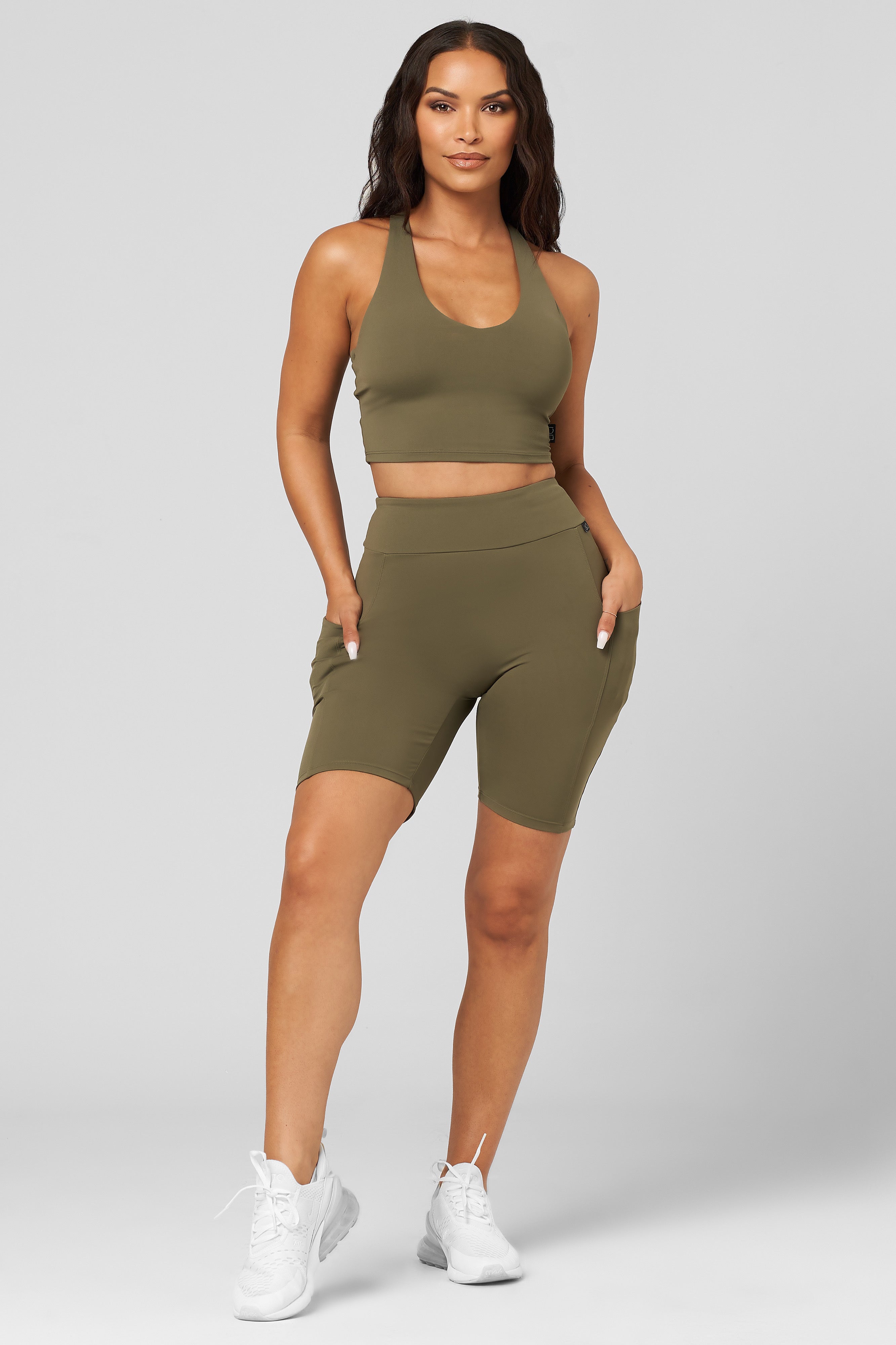 Sage Built-In V-Tank Crop Top