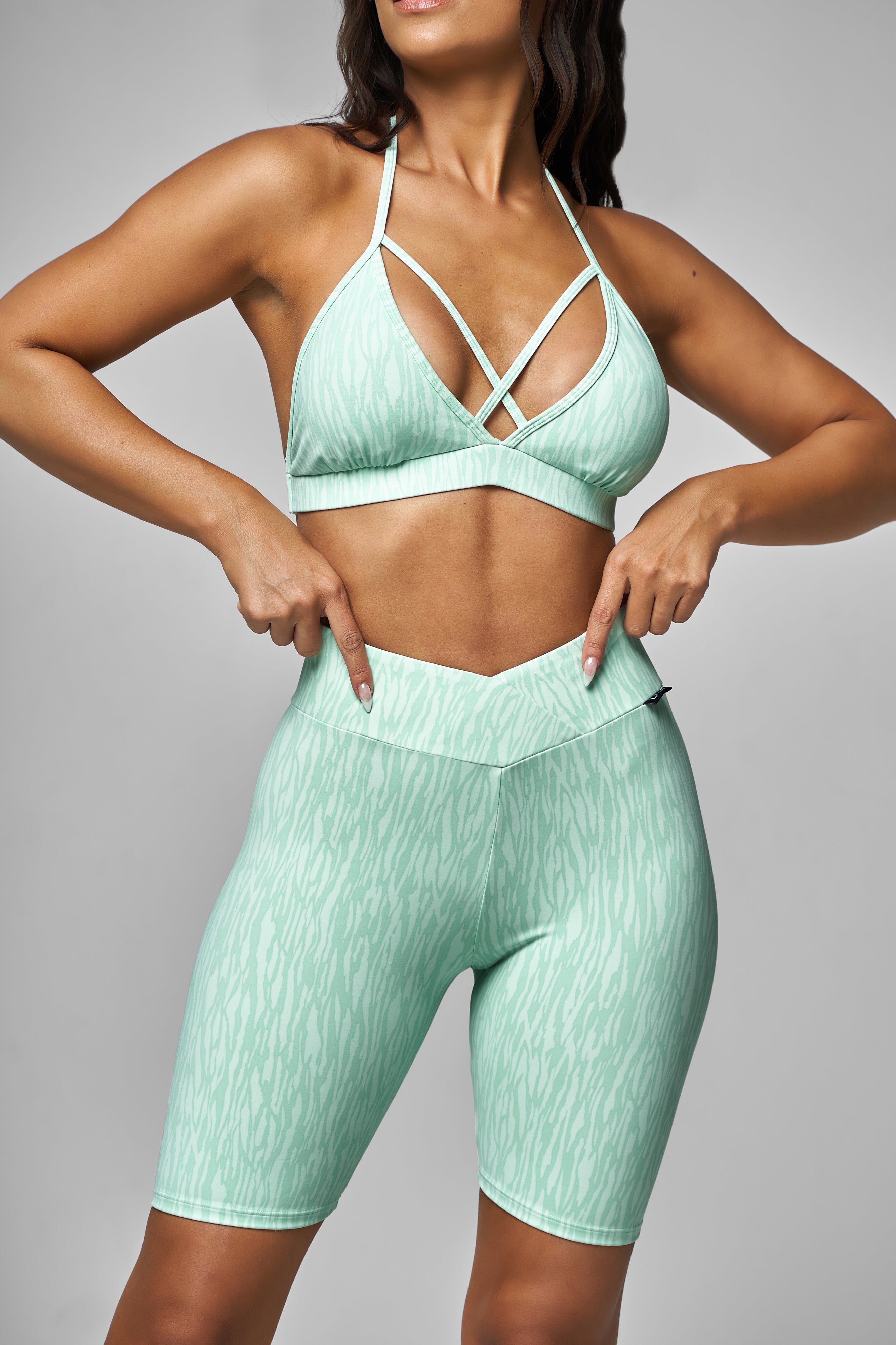 Mint Zebra Strappy Bra