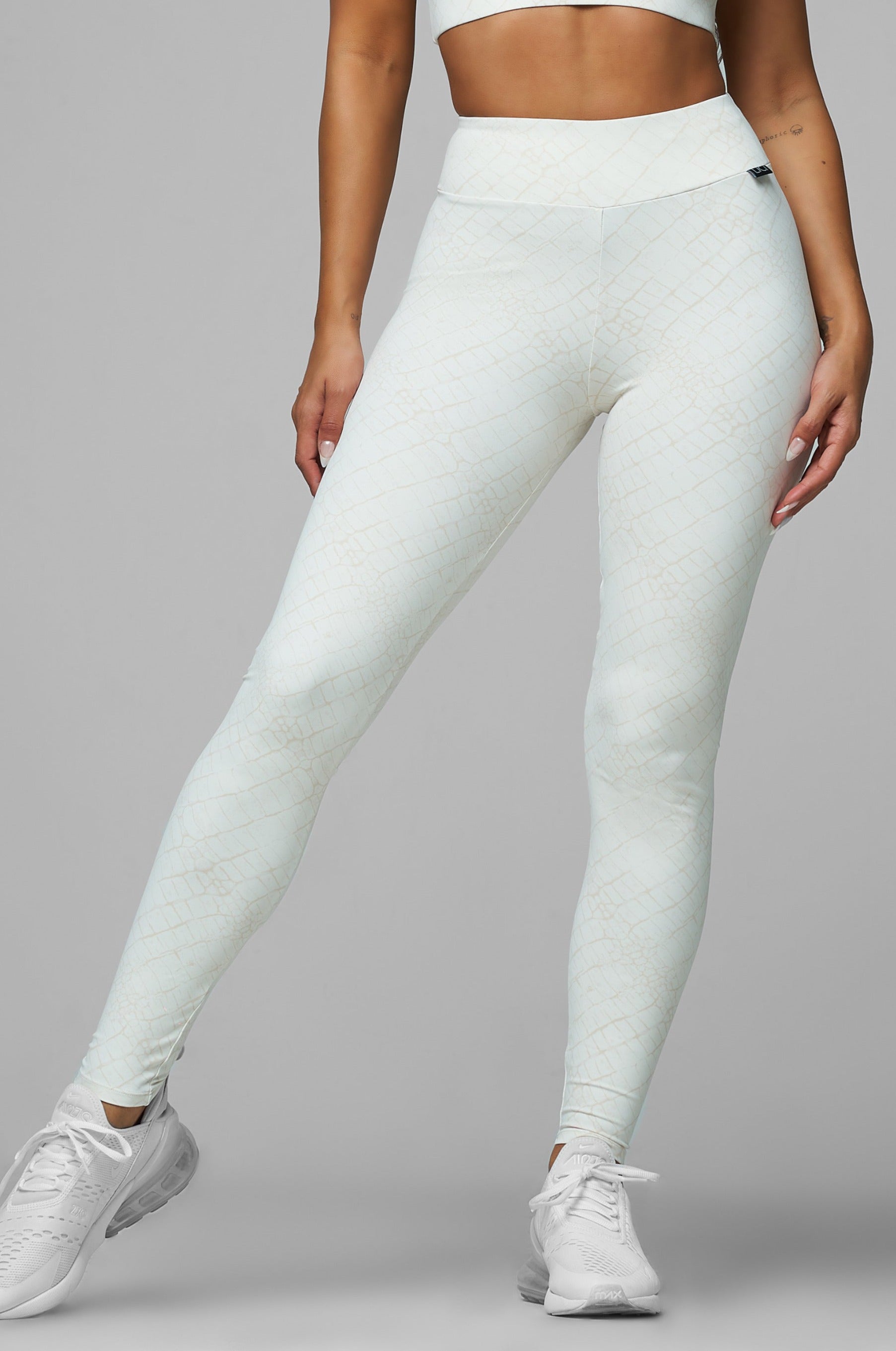 Cream Croc High Waist Scrunch Legging