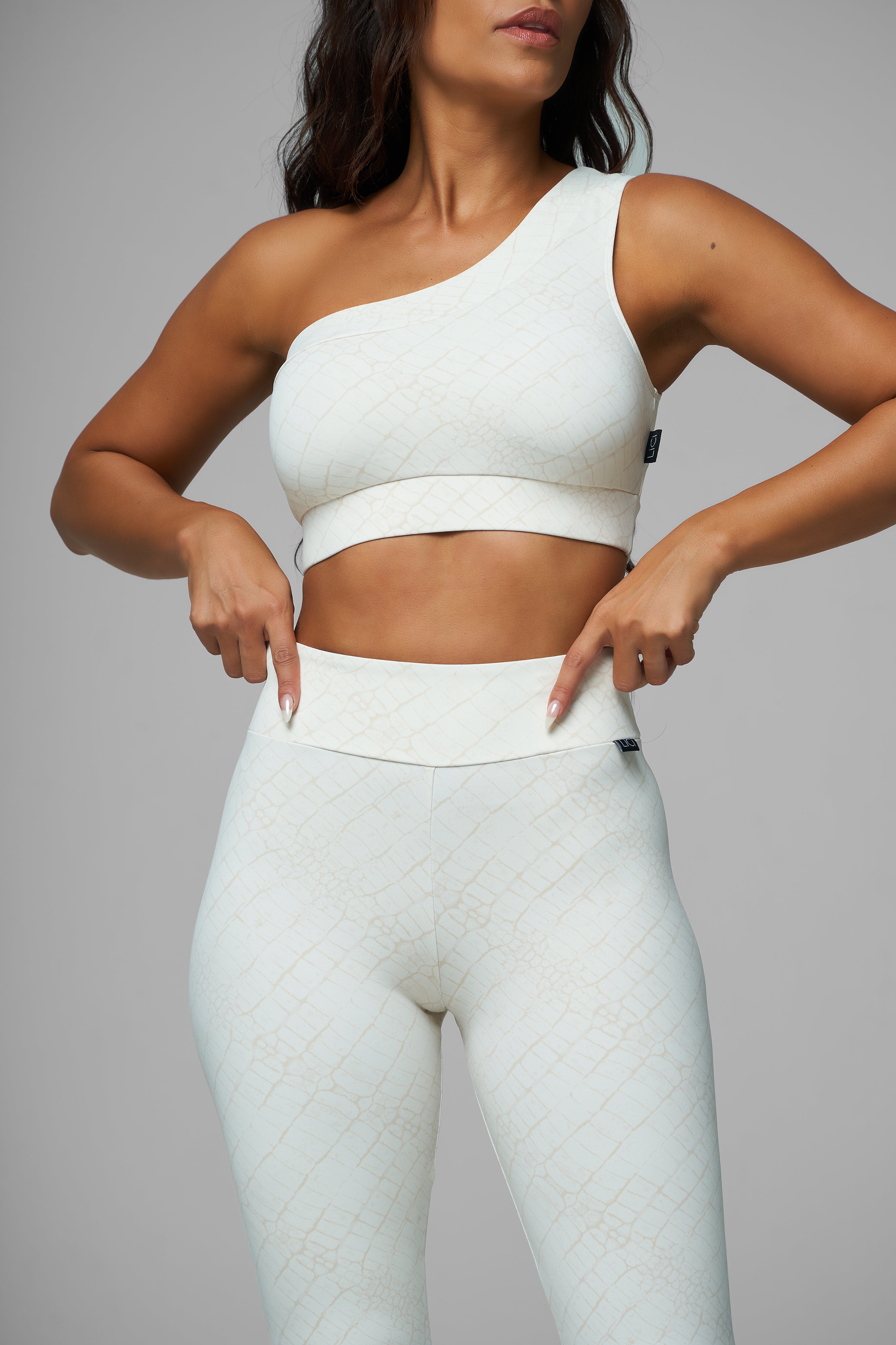 Cream Croc High Waist Scrunch Legging