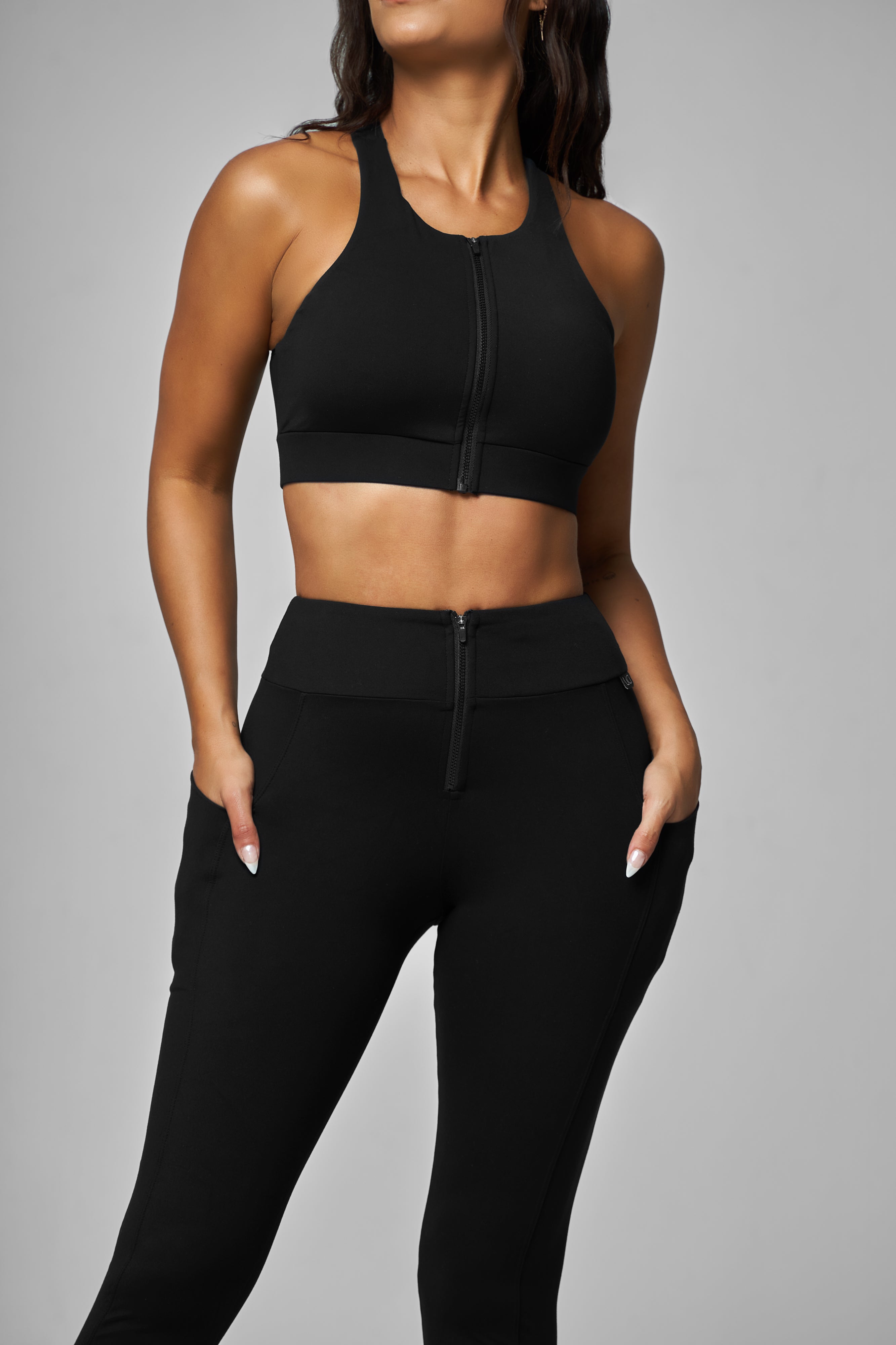 Black Racer Zip Up Bra