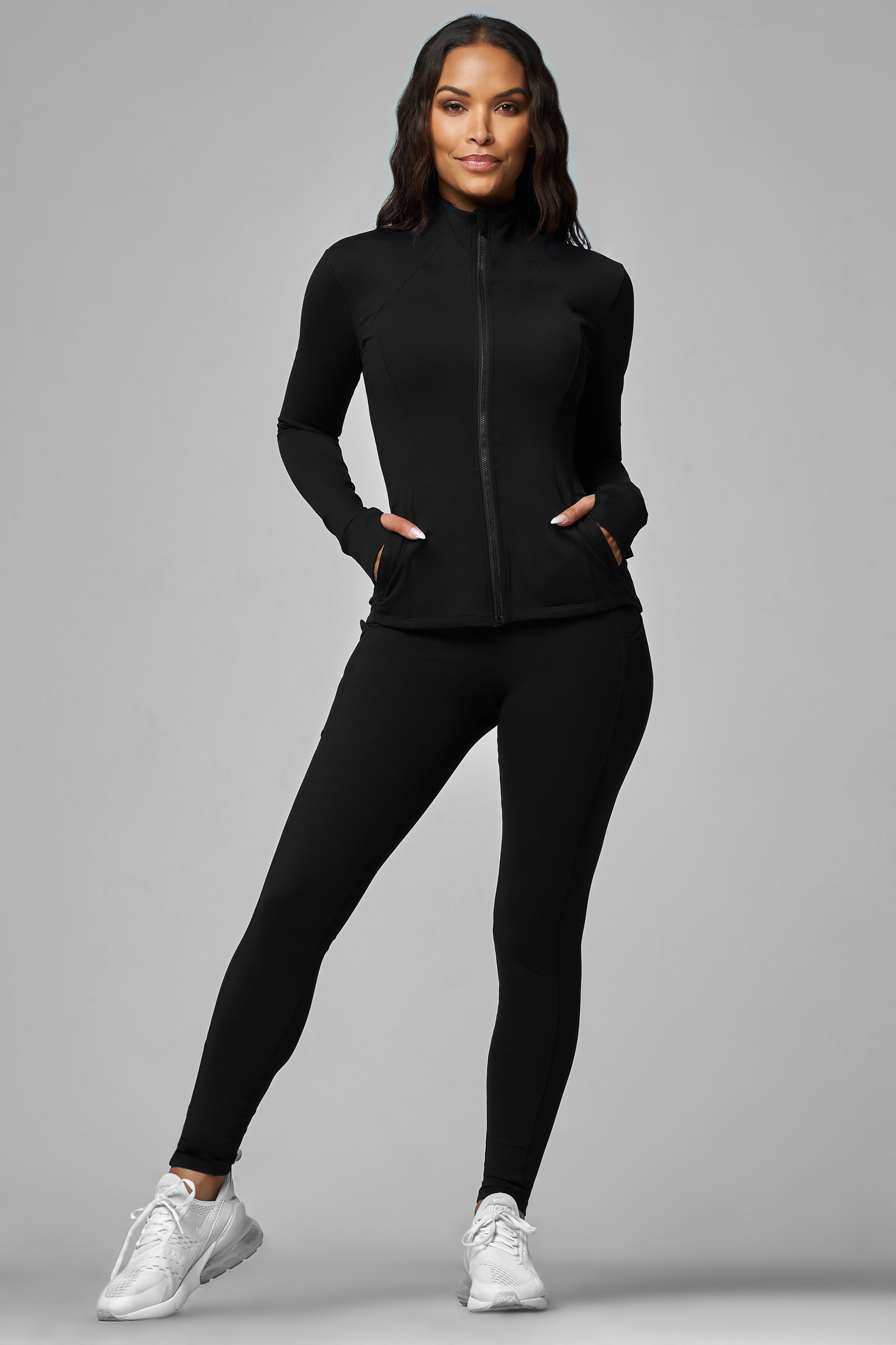 Black Fitted Zip Up Jacket