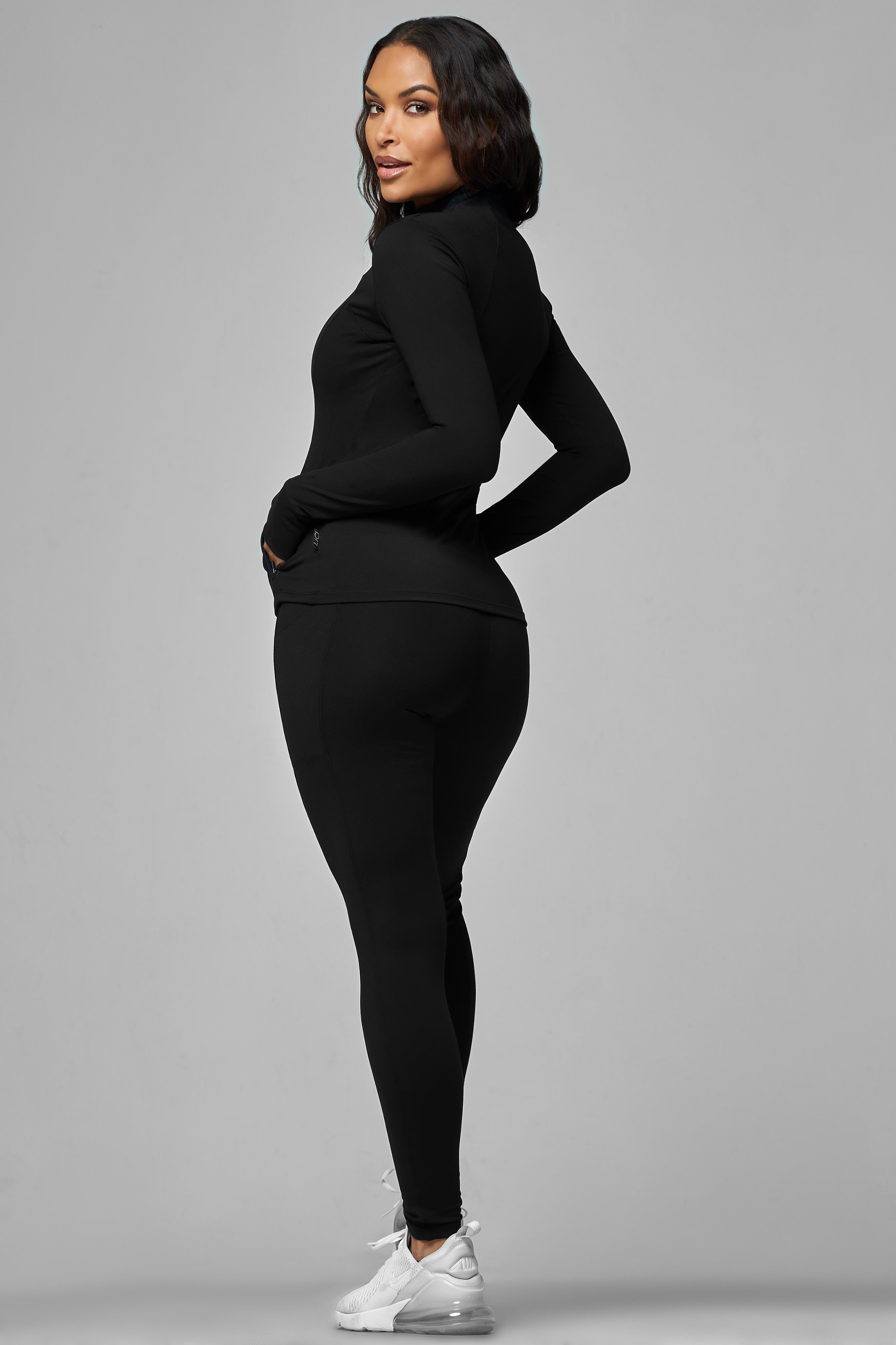 Black Fitted Zip Up Jacket
