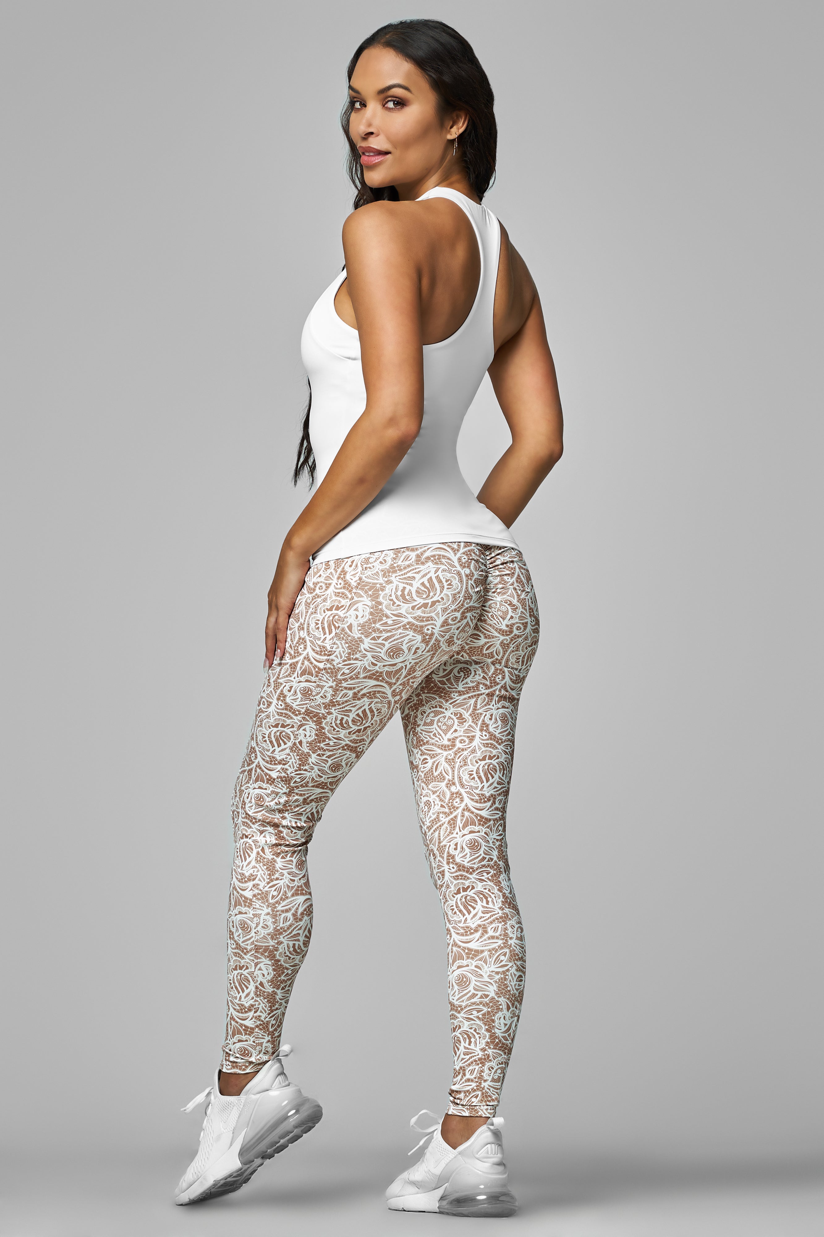 White Full Length Racer Back Tank