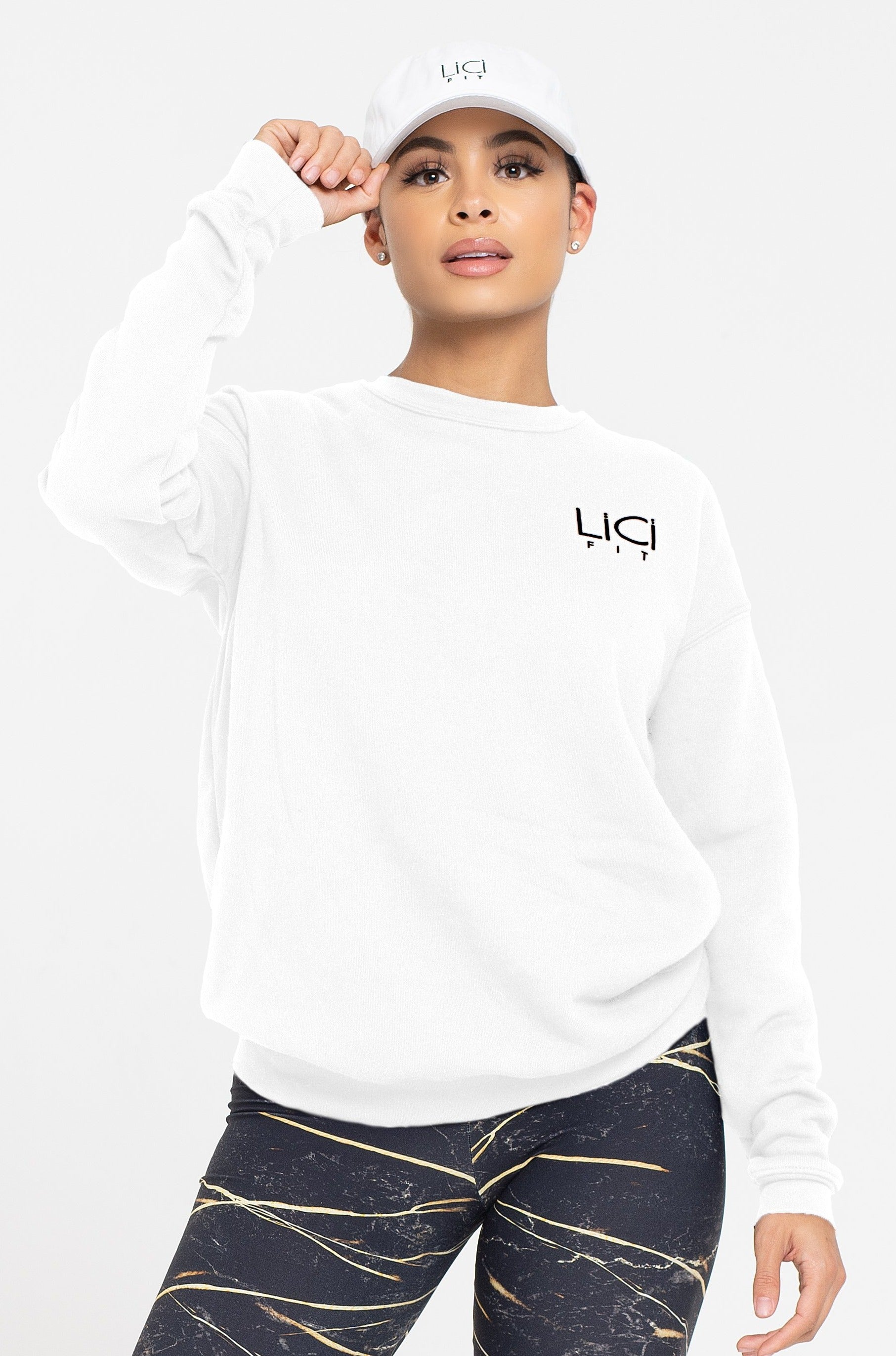 White LiCi Fleece Crewneck