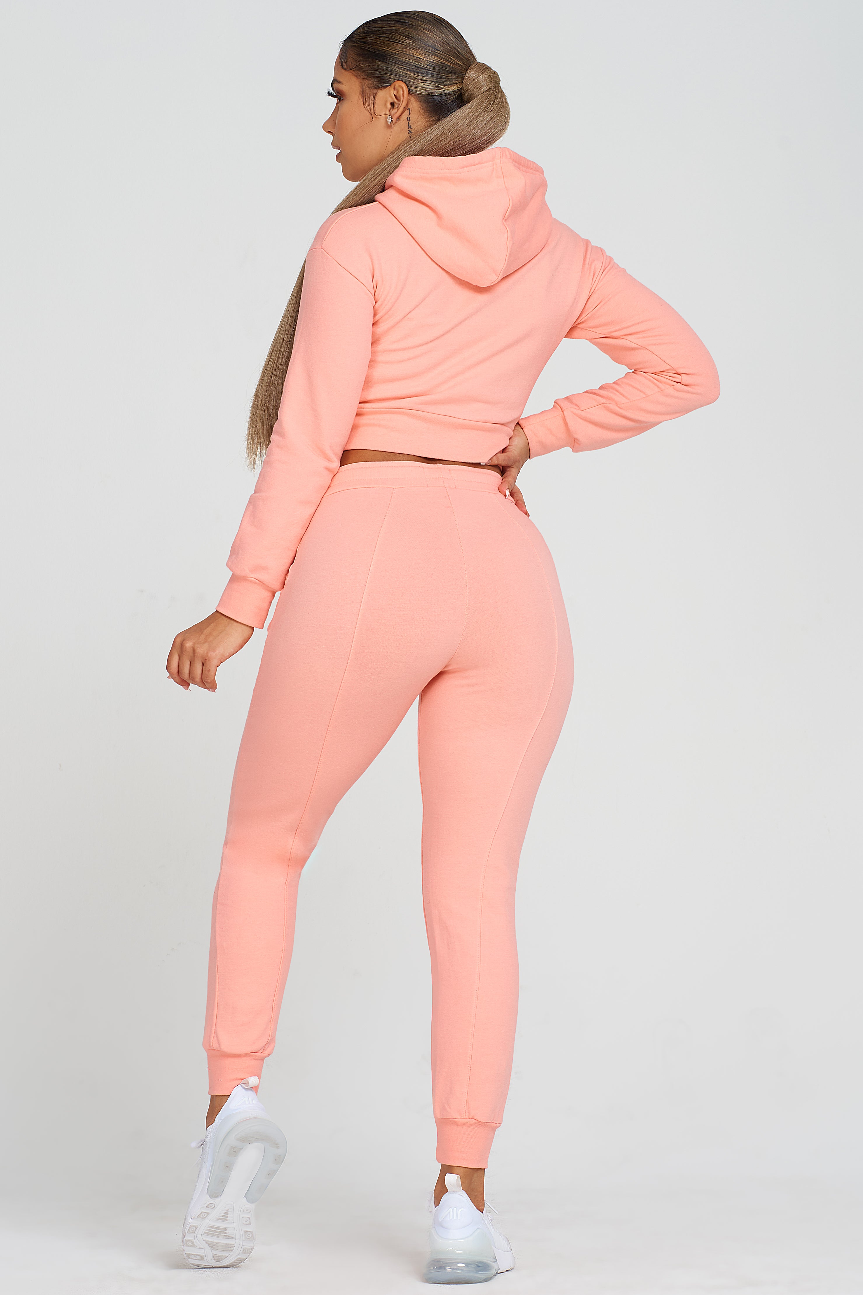 Pink Fitted Crop Hoodie
