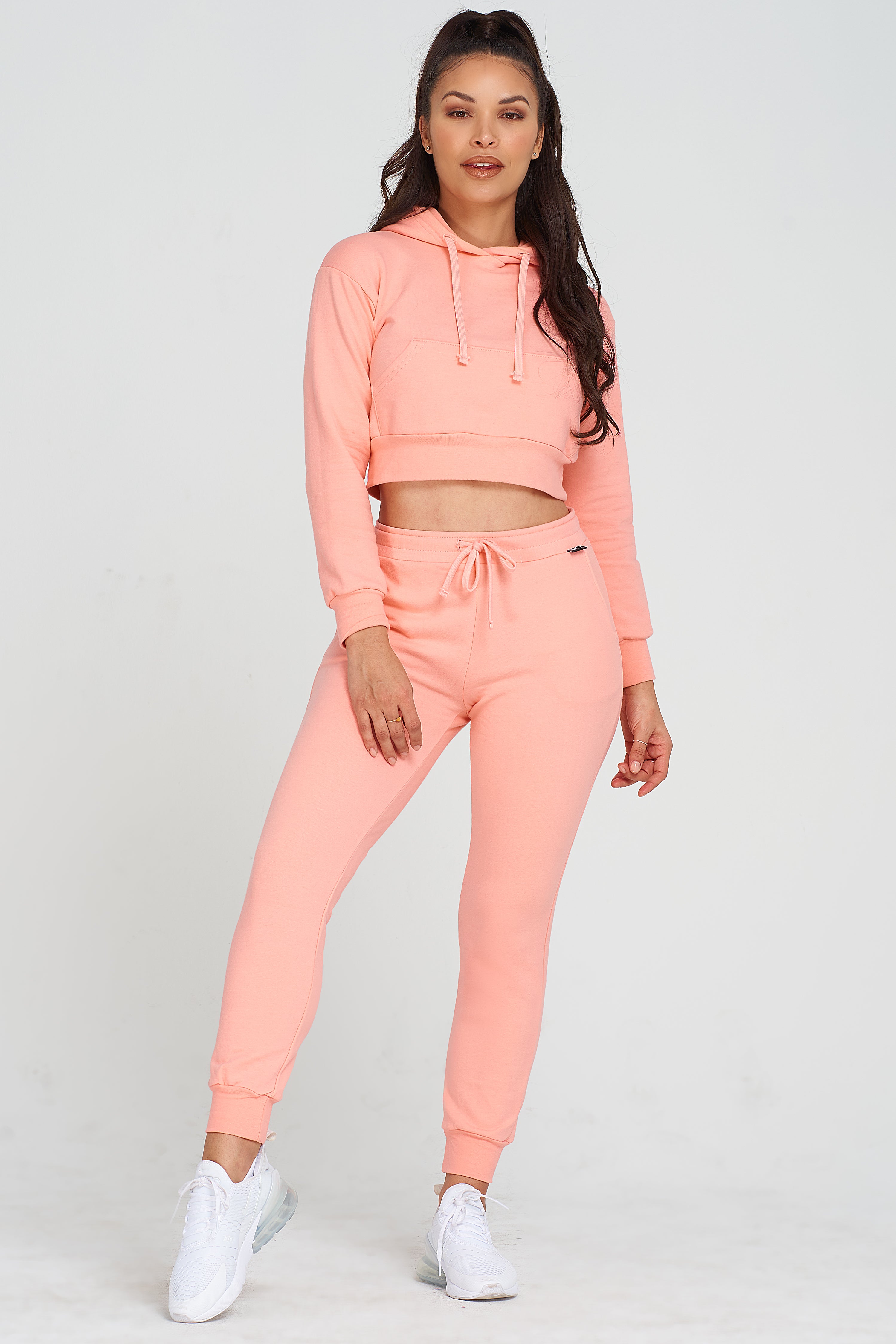 Pink Fitted Crop Hoodie