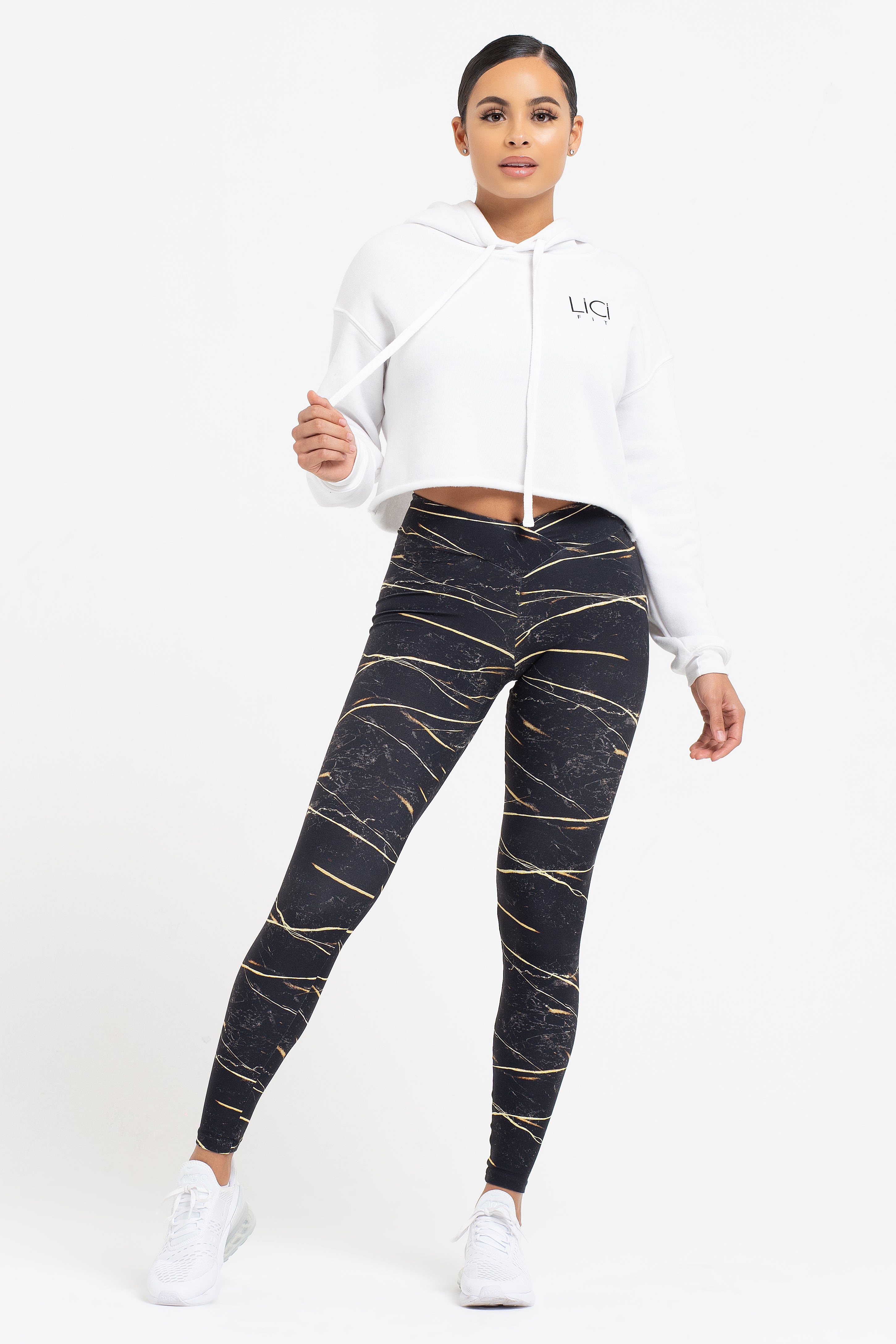 White LiCi Cropped Fleece Hoodie