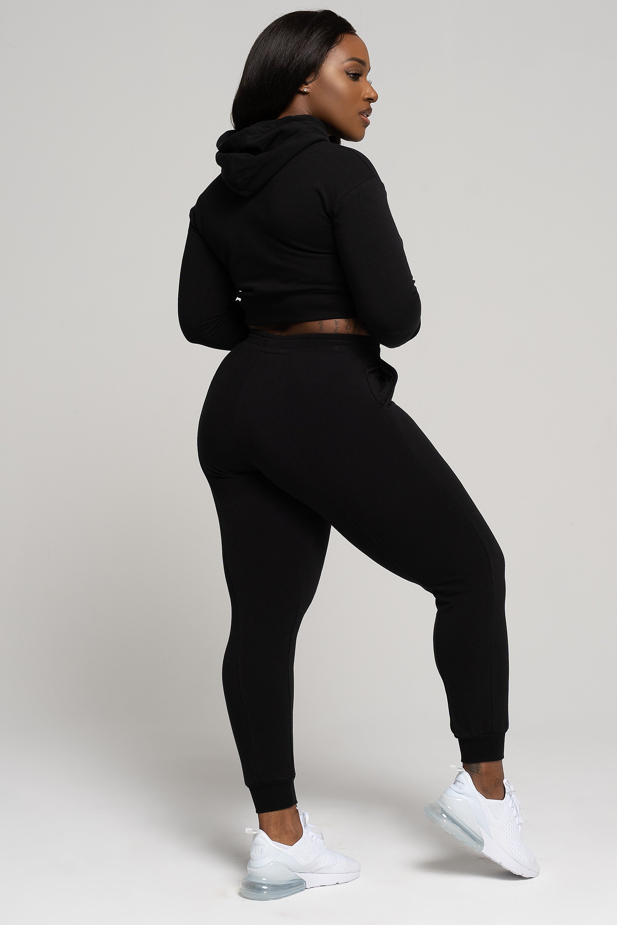 LiCi Fit Black Fitted Crop Hoodie & Black Fitted Sweat Pants