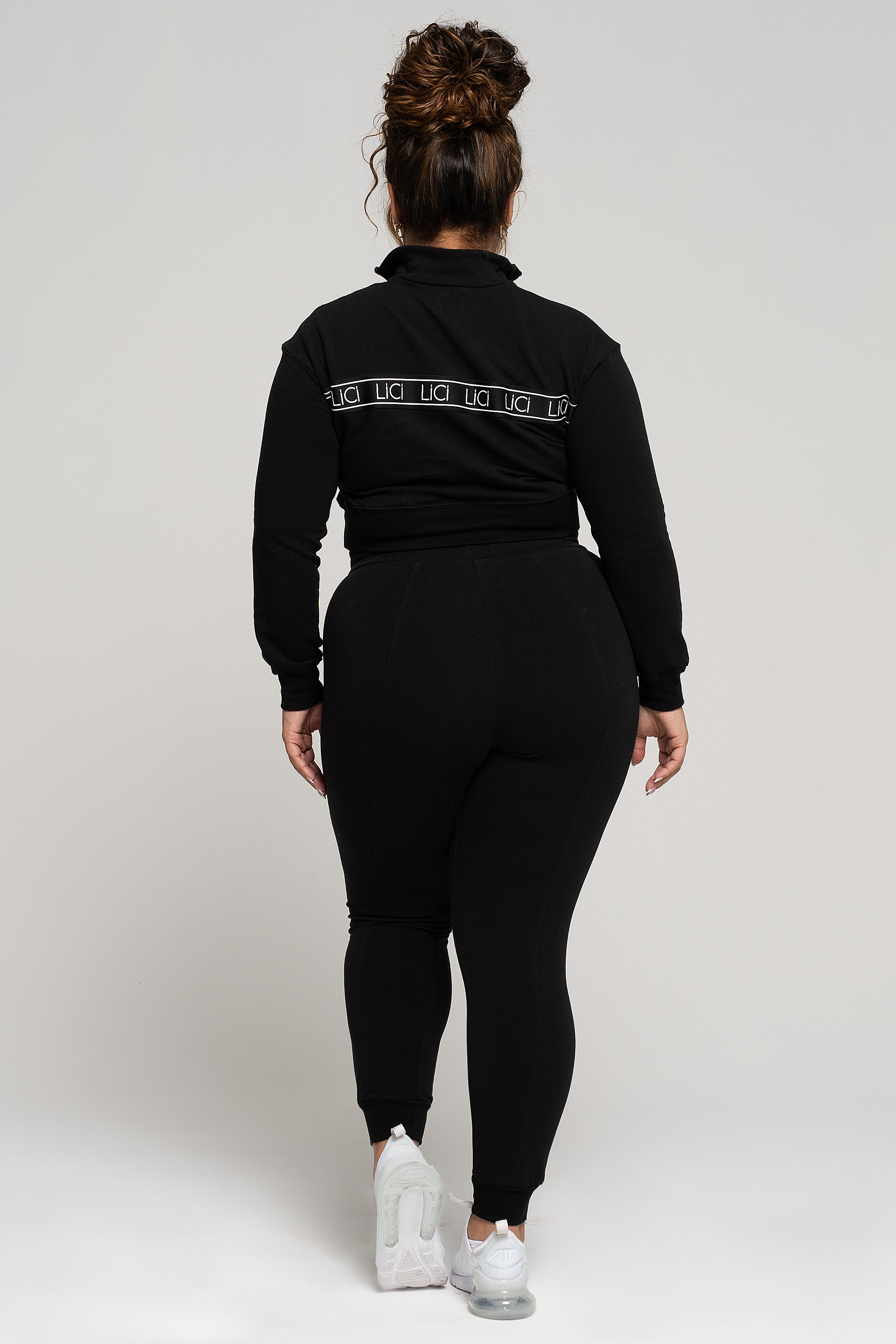 LiCi Fit Black Fitted Sweatpants & Black Fleece Quarter-Zip Sweatshirt 