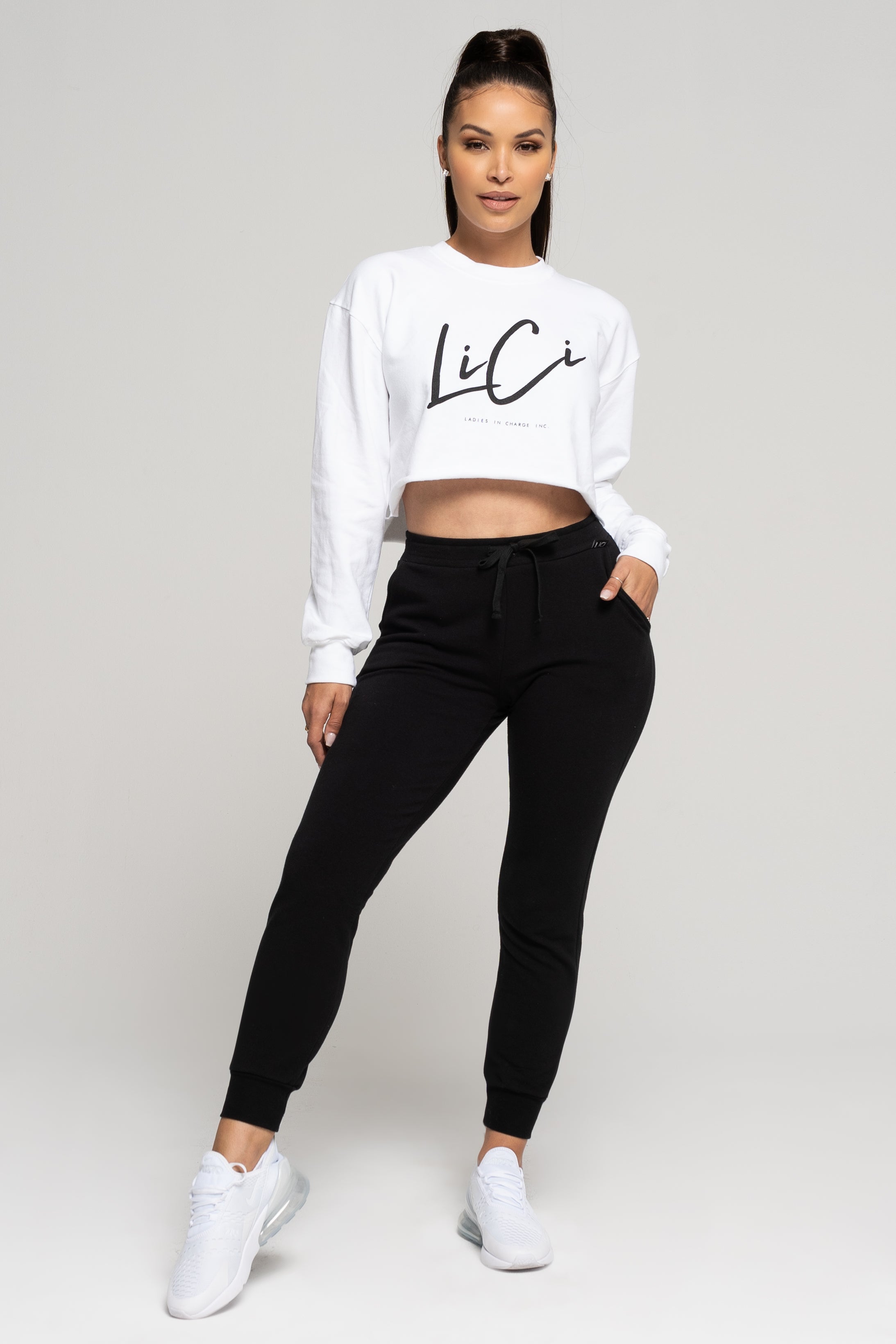 White Ladies in Charge Cropped Crewneck