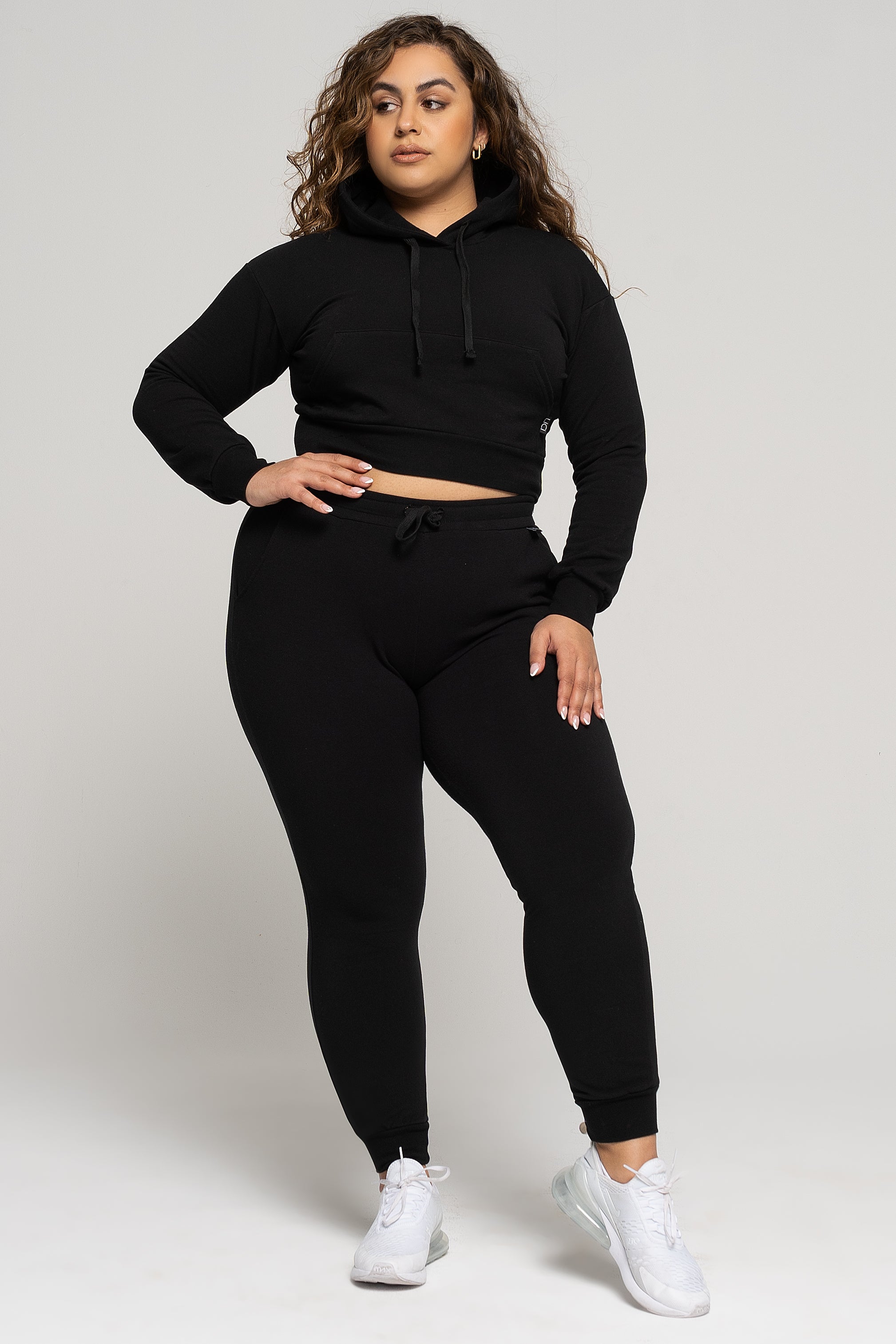 LiCi Fit Black Fitted Crop Hoodie & Black Fitted Sweat Pants